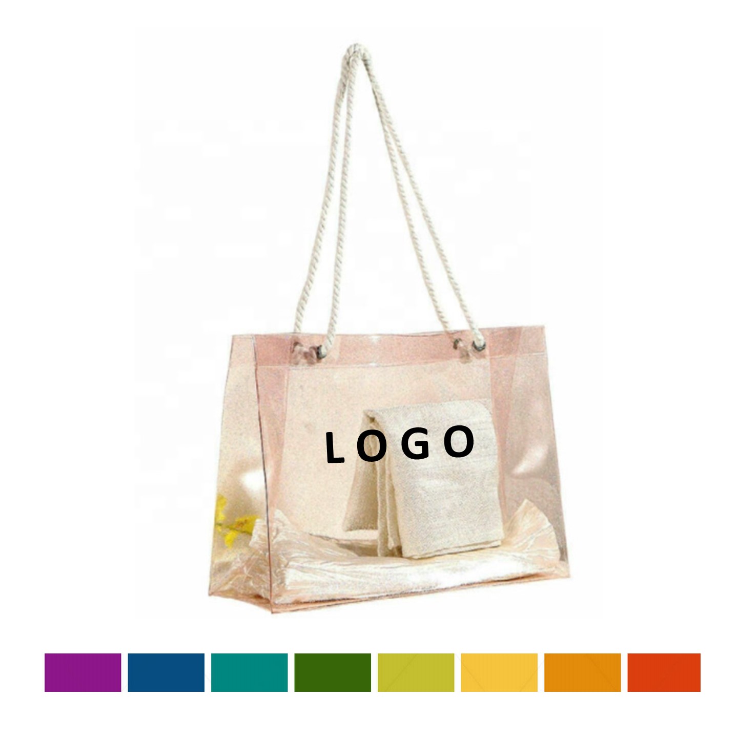 Clear Beach Tote with Cotton Rope 2