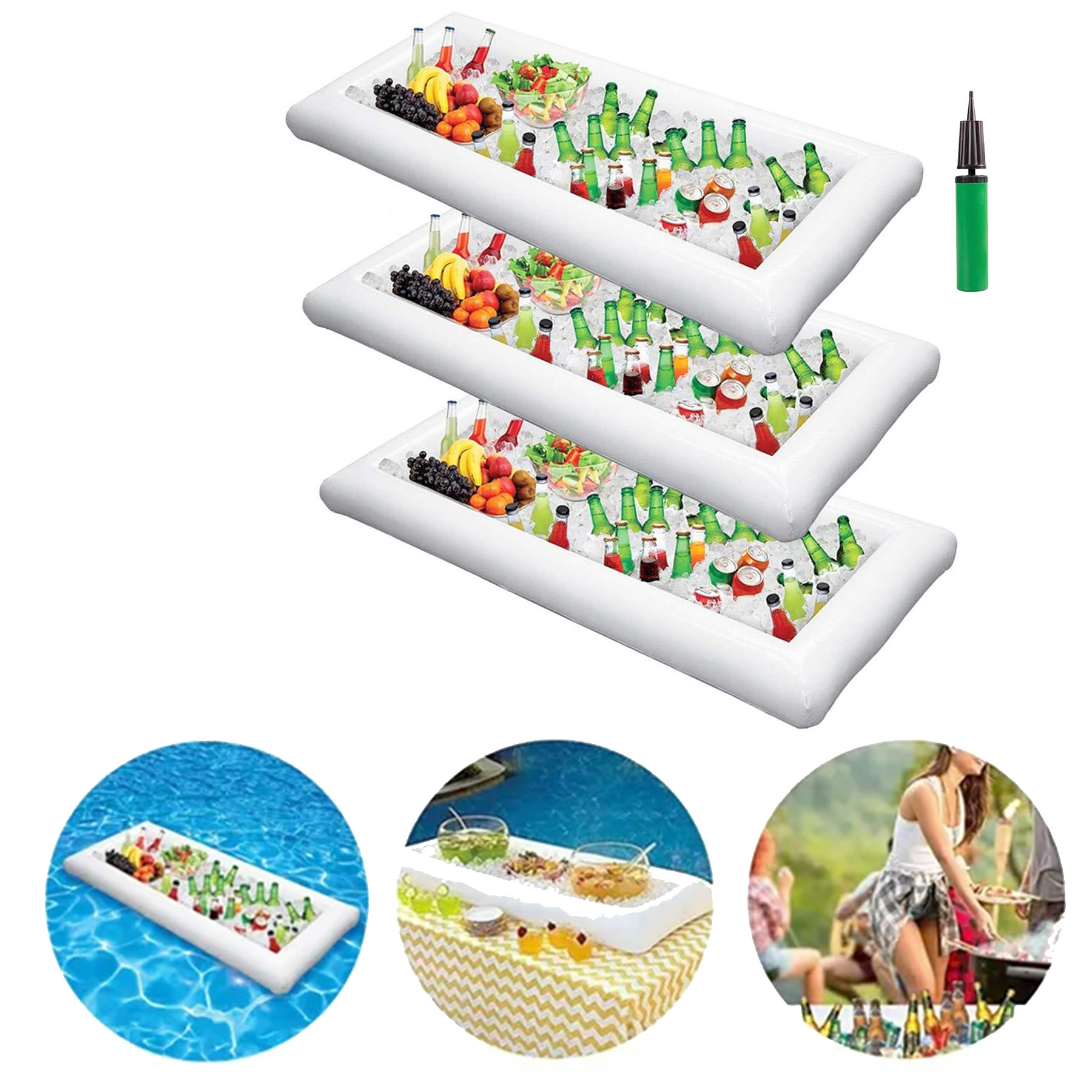 Inflatable Serving Bar Salad Ice Tray Food Drink Container with Inflator 2