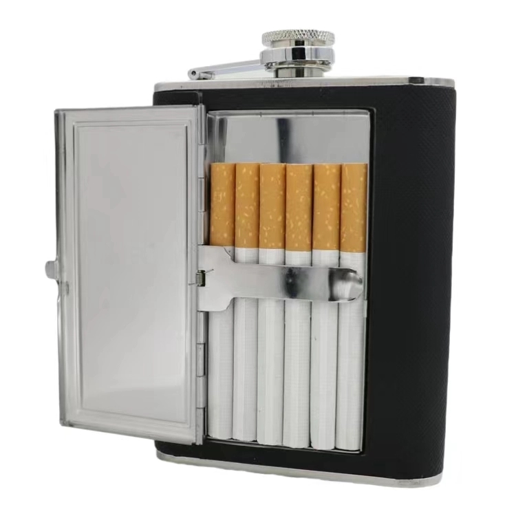 5 / 6 oz Stainless Steel Liquor Flask With Cigarette Case 4