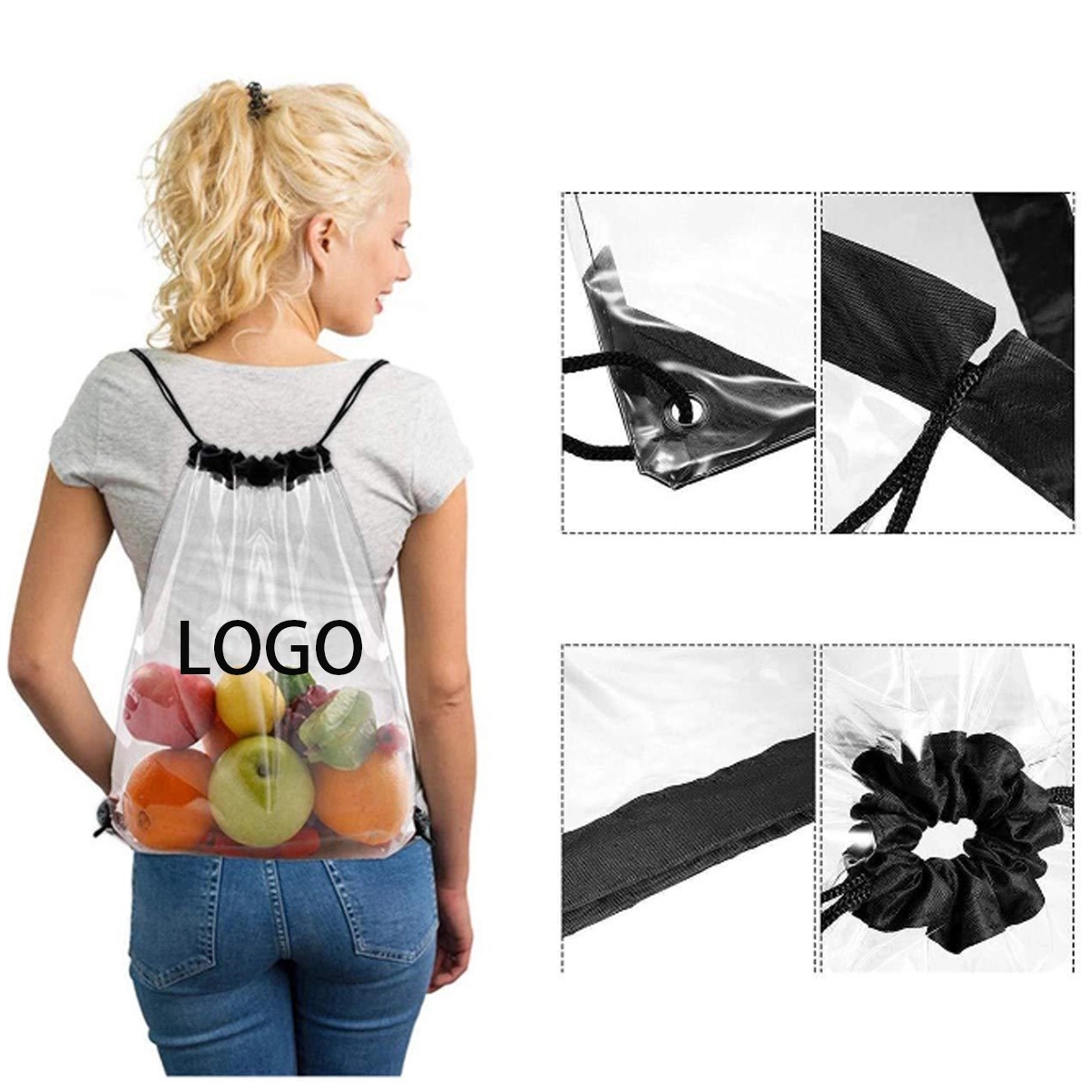 Clear Pvc Drawstring Backpack For Stadiums Travel 11