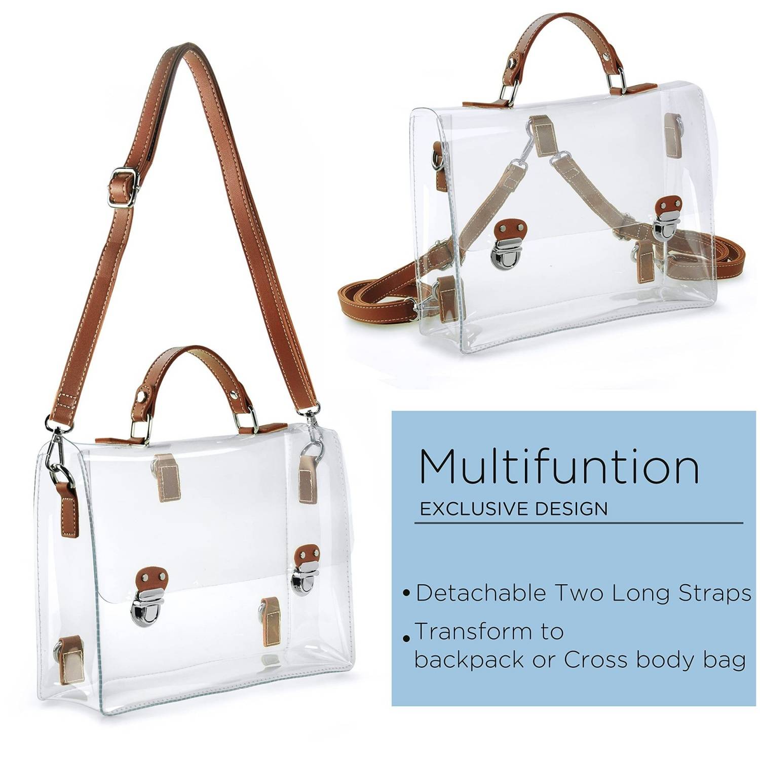 Multi Functional Waterproof Transparent Women's Backpack 11