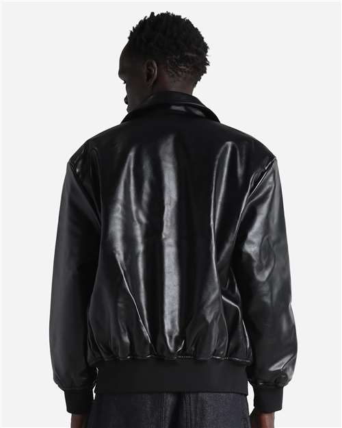 Unisex PU Leather Collared Varsity Jacket - SHPVB 9