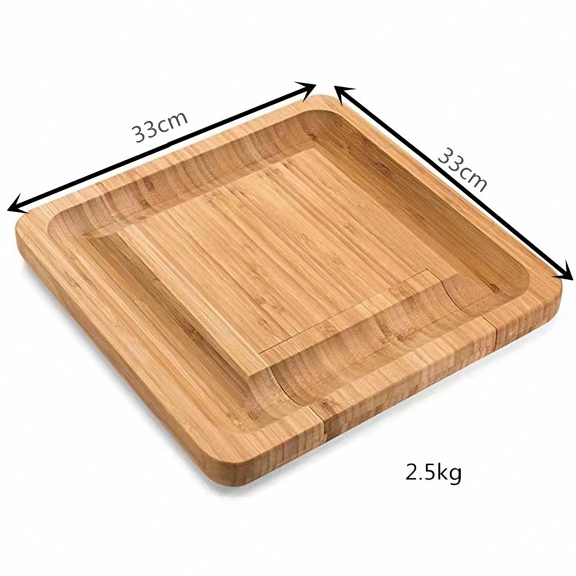 Bamboo Cheese Board and Knife Set with Hidden Drawer 2