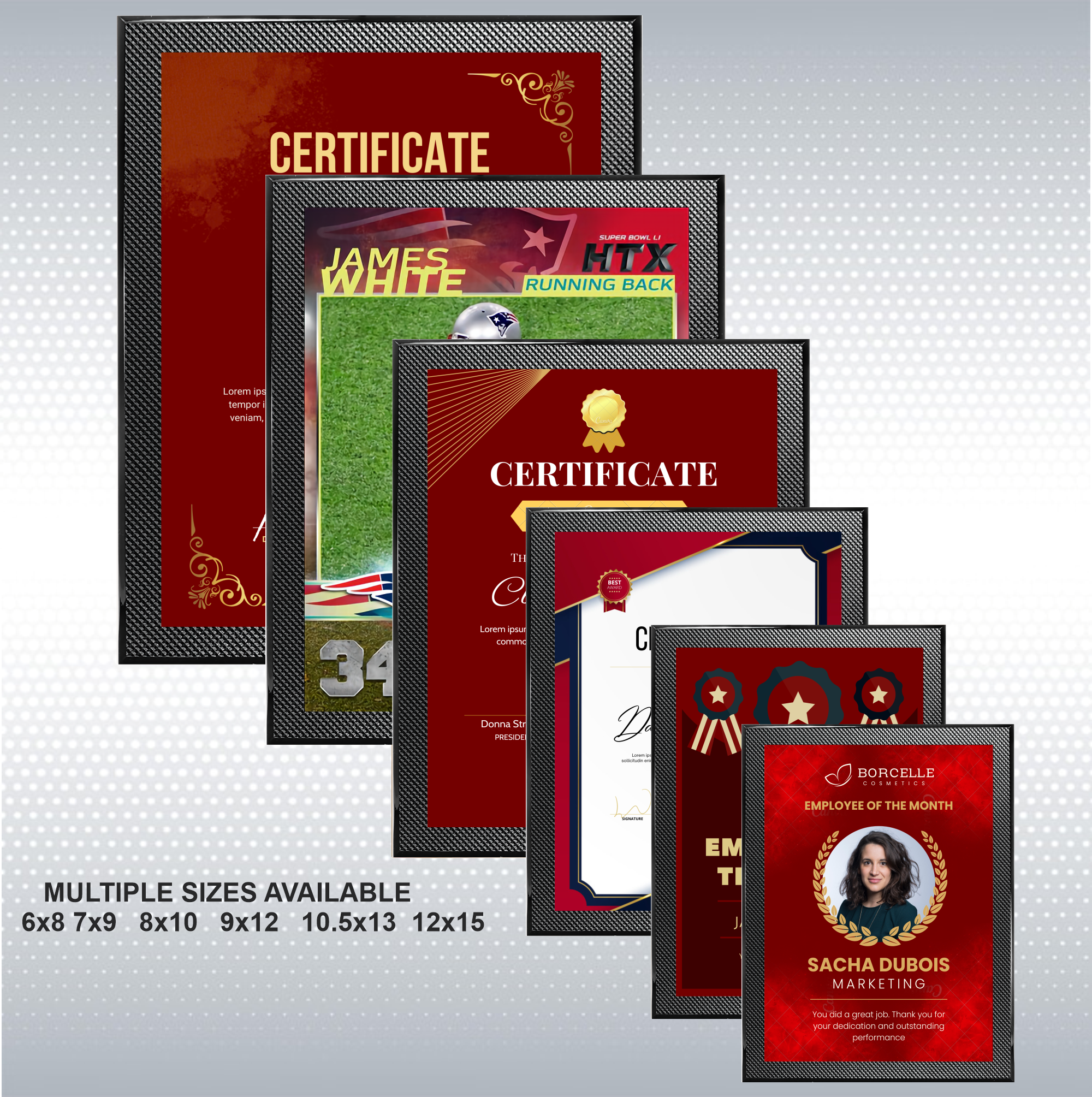 Piano Carbon Fiber Plaque w/Full Color Sublimated Plate 9