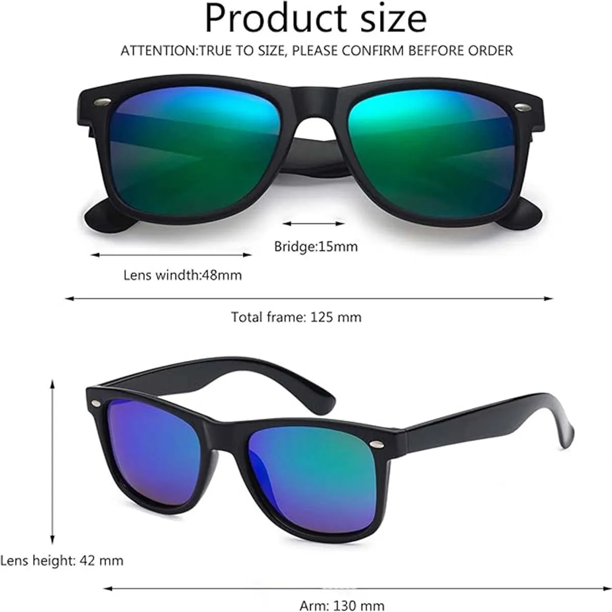 Retro Classic Sunglasses Unisex Polarized Color Mirror Lens 5