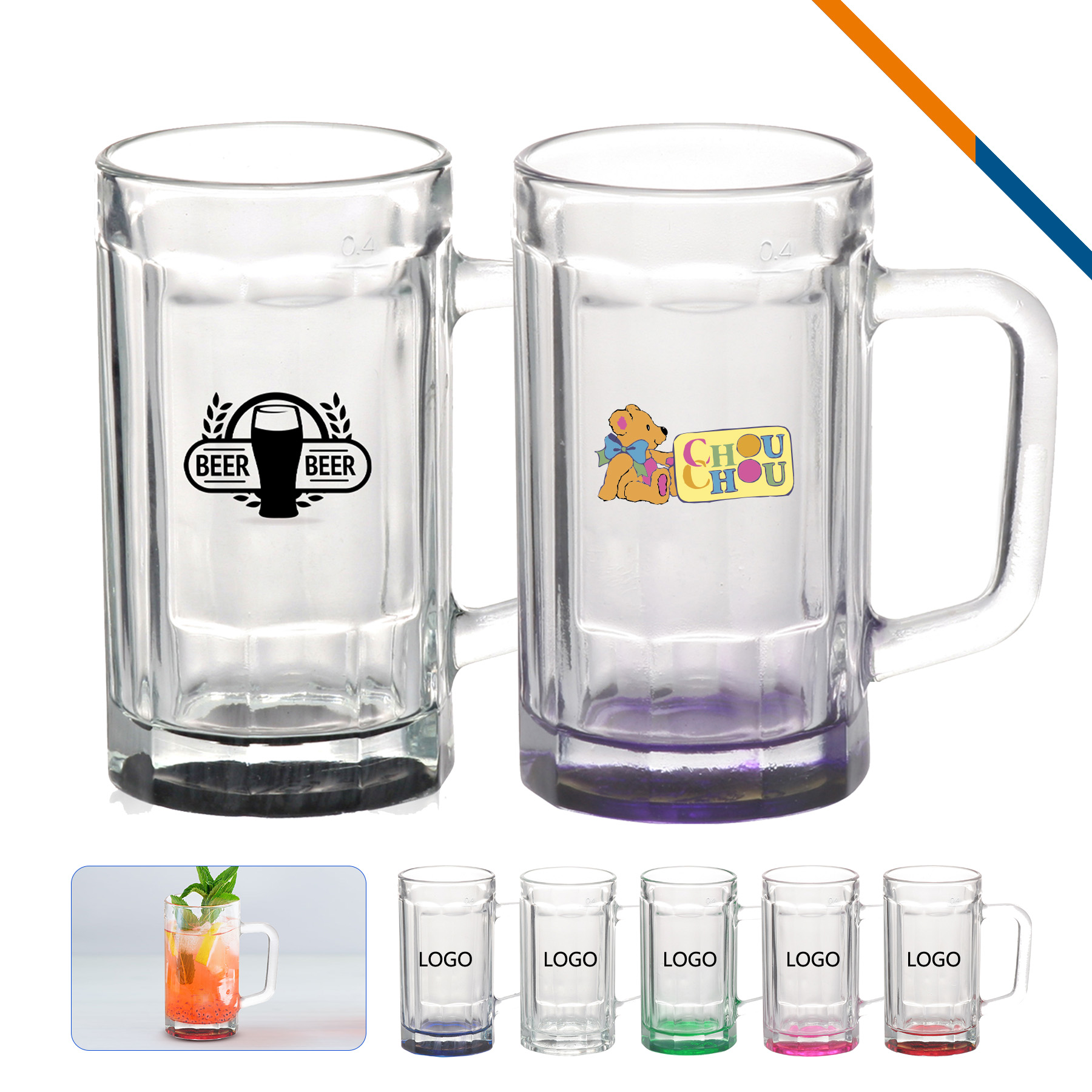 Lilah Glass Beer Mugs-15OZ 2