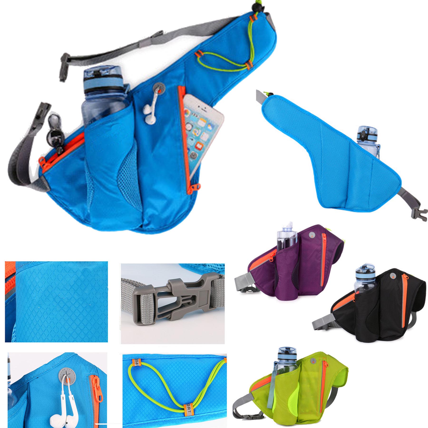Nylon Bottle Holder Water Resistant Sport Running Waist Bag Belt Bag 1