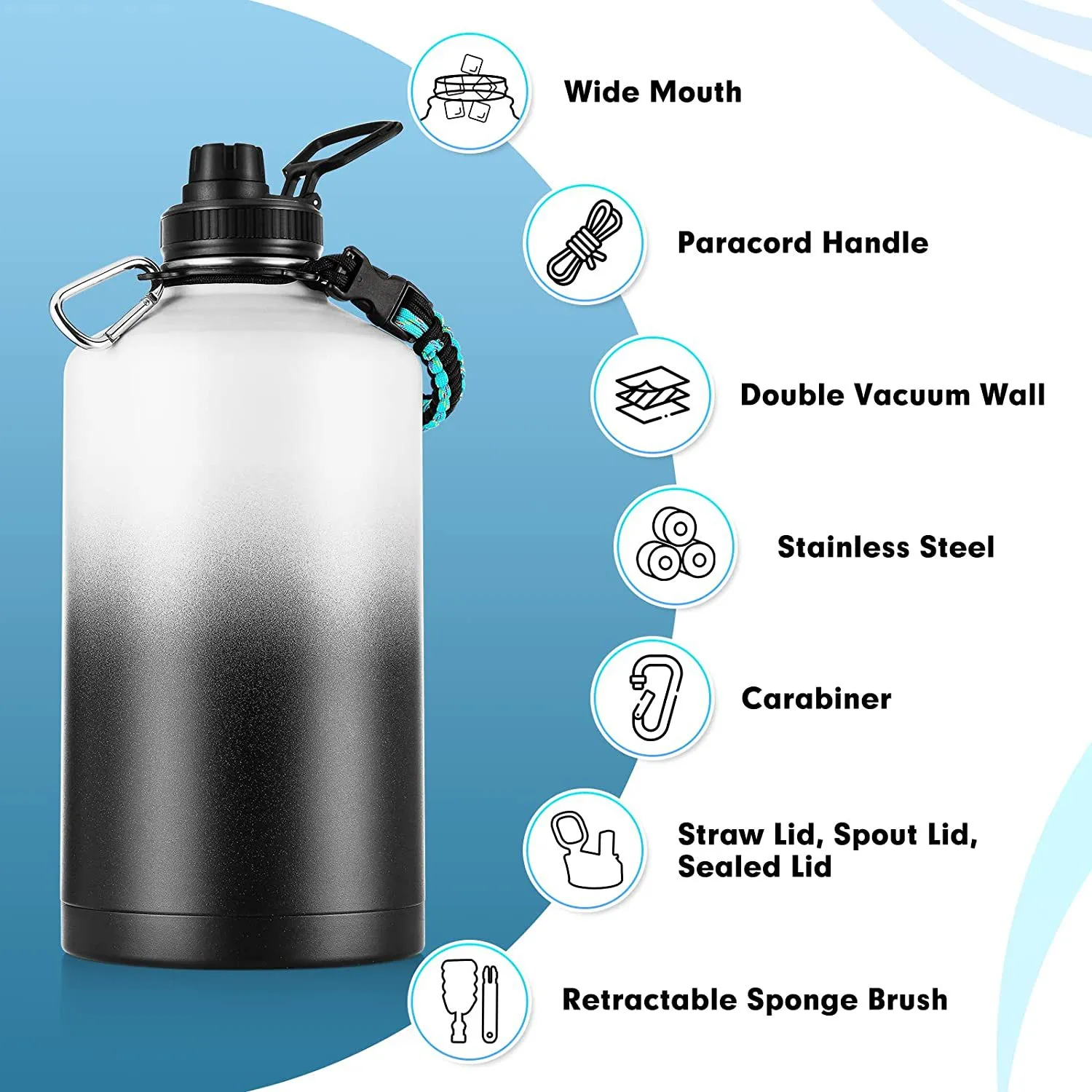 One Gallon Water Bottle Insulated, custom water bottle with logo imprint 2