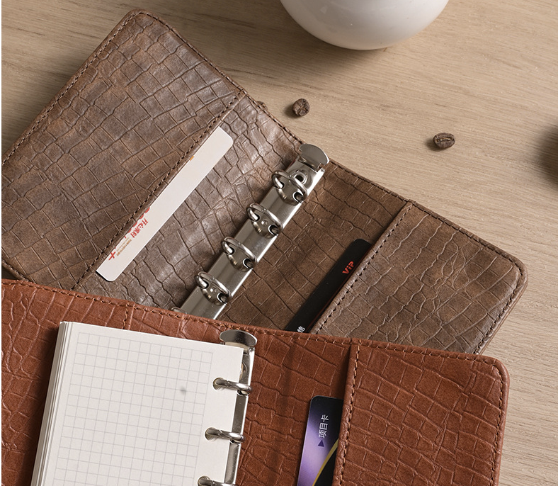 Durable leather binder with D-rings 15
