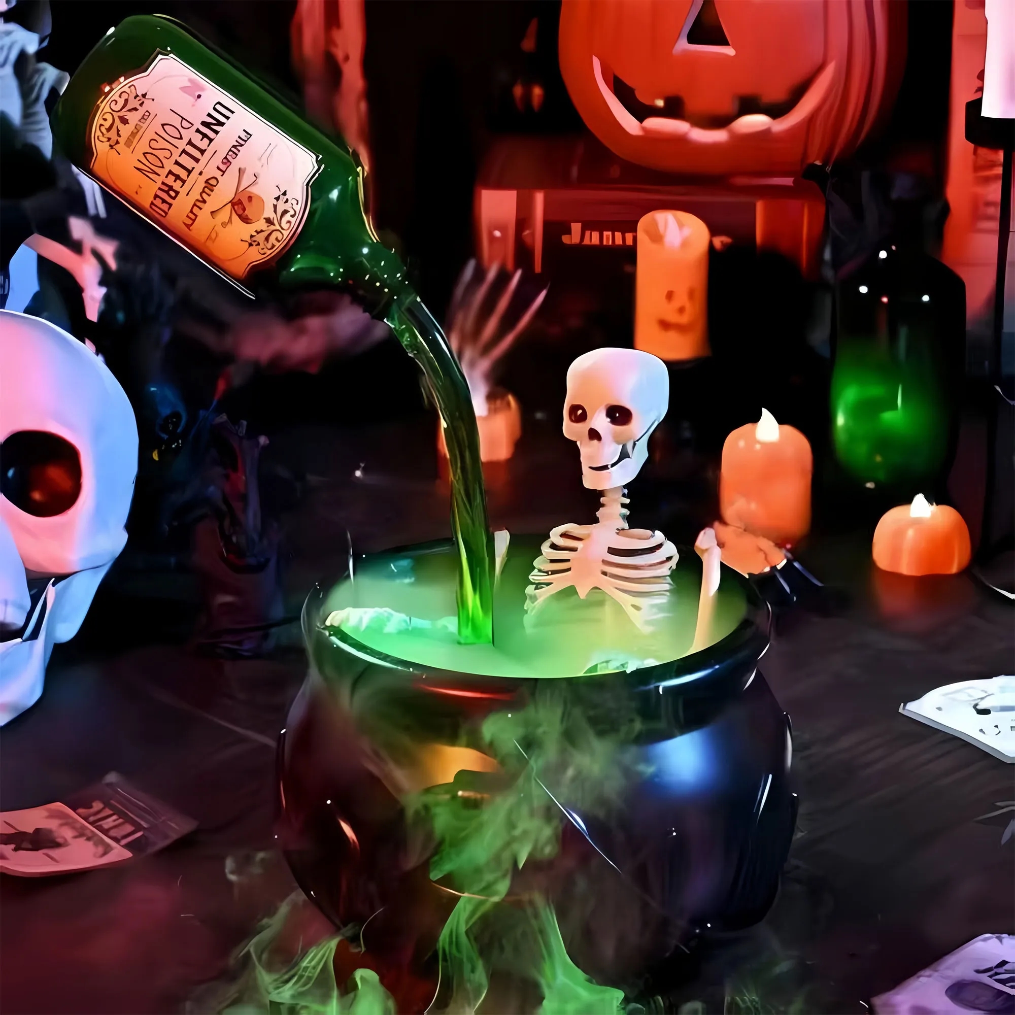 Halloween Magic Floating Potion Decor Set With Cauldron 2