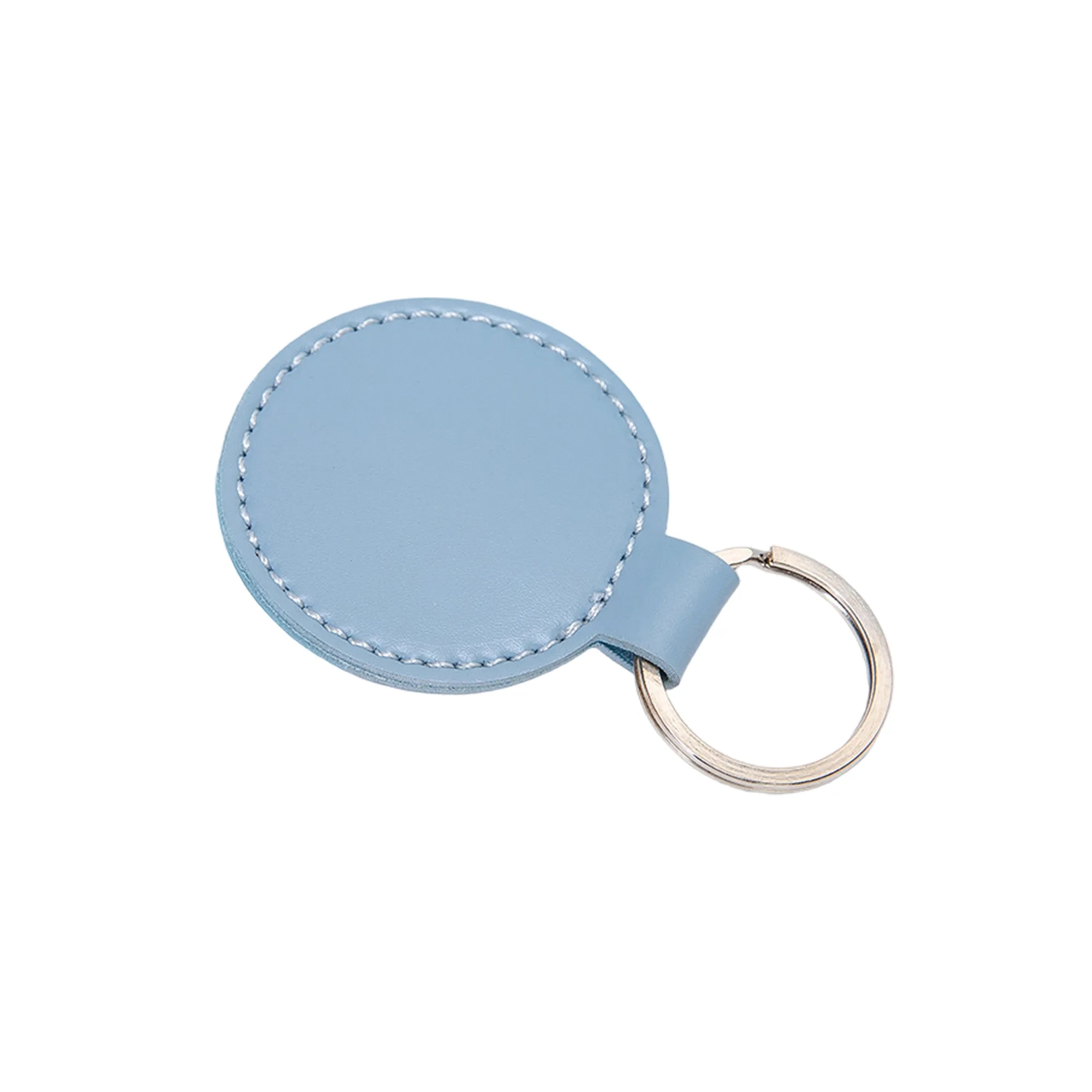 PU Leather Round Keychain with Dual Screw Fastening 1