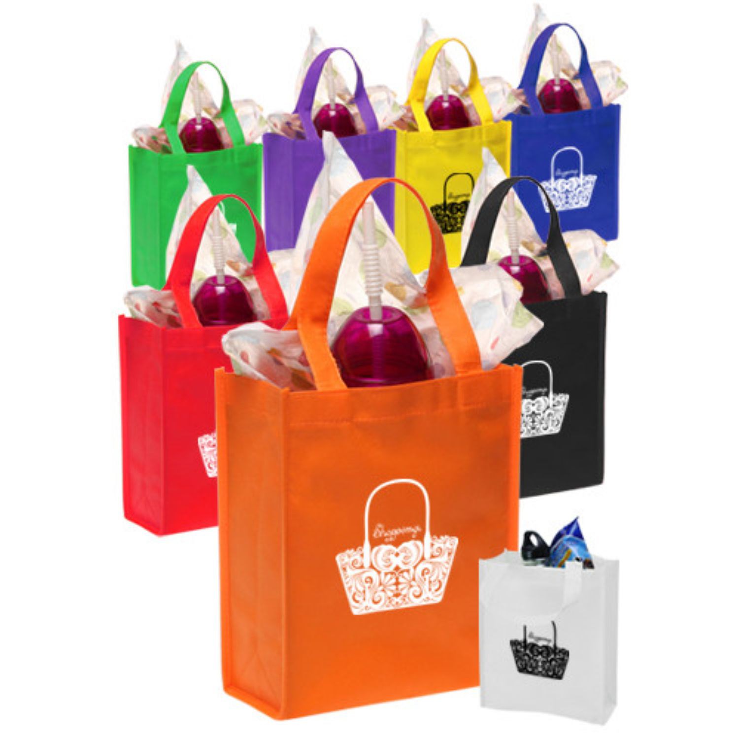 Recyclable Gift Bag Non-Woven Tote Bag W/ Gusset USA Decorated (8.15" X 10" X 3.5") 1