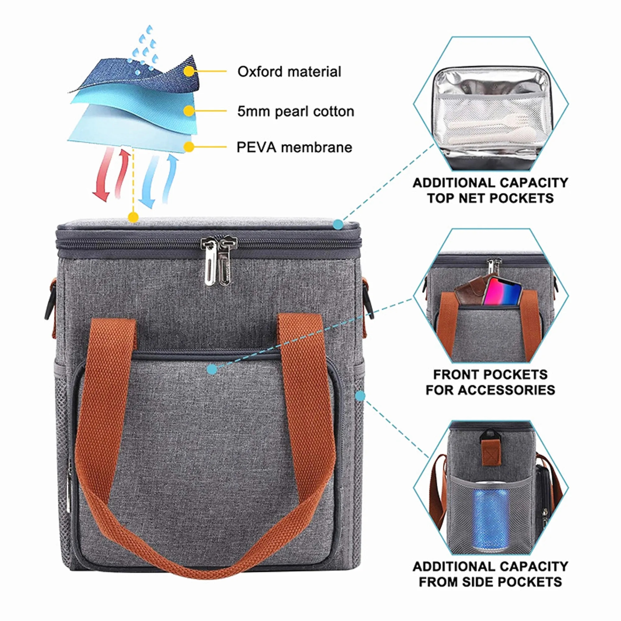 8L Insulated 300D Oxford Lunch Bag 1