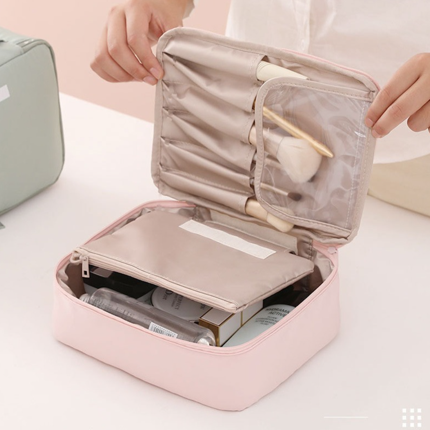 Waterproof Makeup Bag Travel Vanity w/ Handle 4