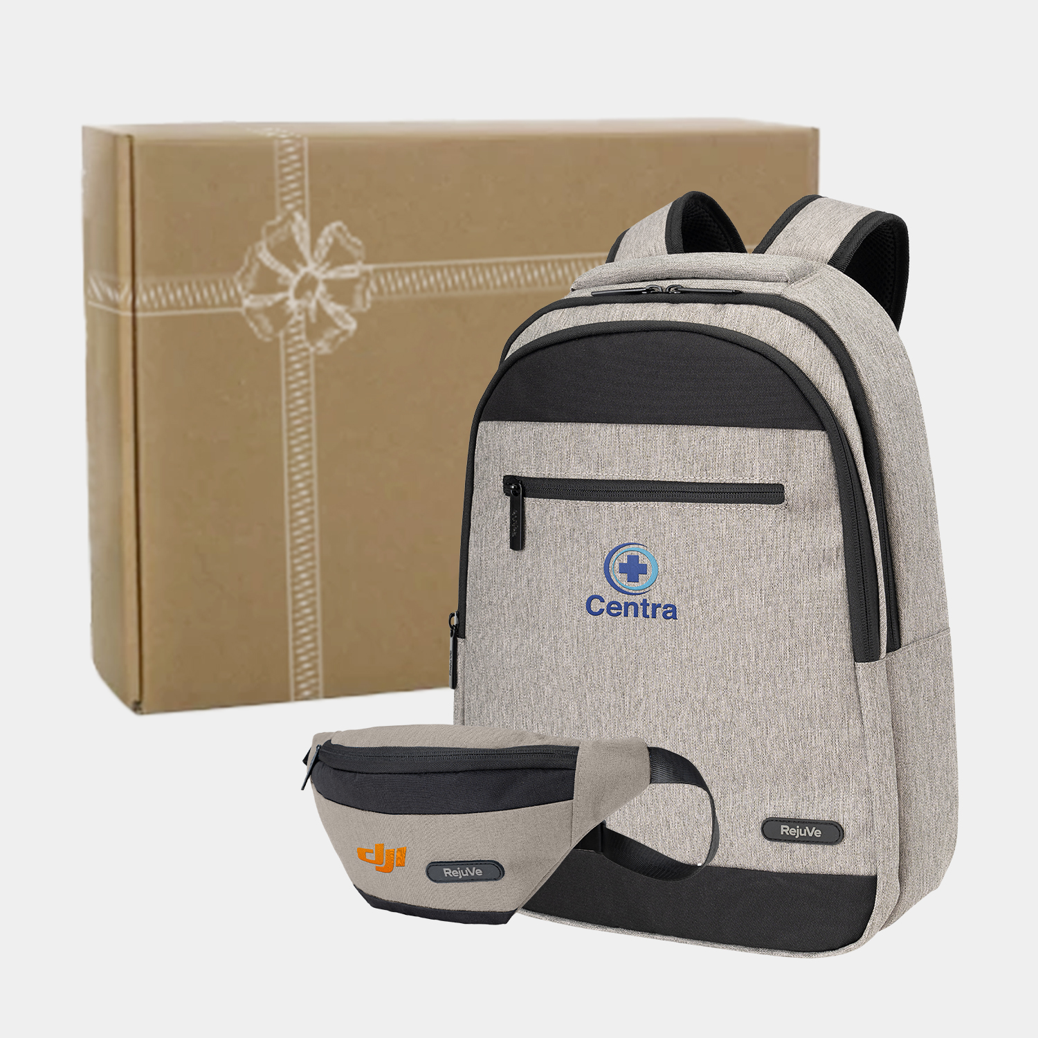 RejuVe® MILANO Heather Executive Business Backpack & MILANO Two-Tone Fanny Pack Gift Set 1