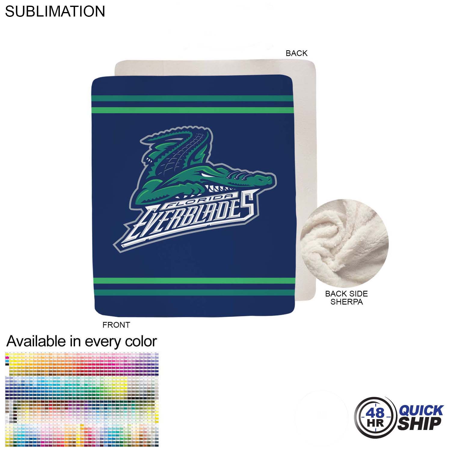 48 Hr Quick Ship - Sherpa Faux Wool Lined Micro Mink Throw, 50x60, Sublimated Edge to Edge 1 side 4