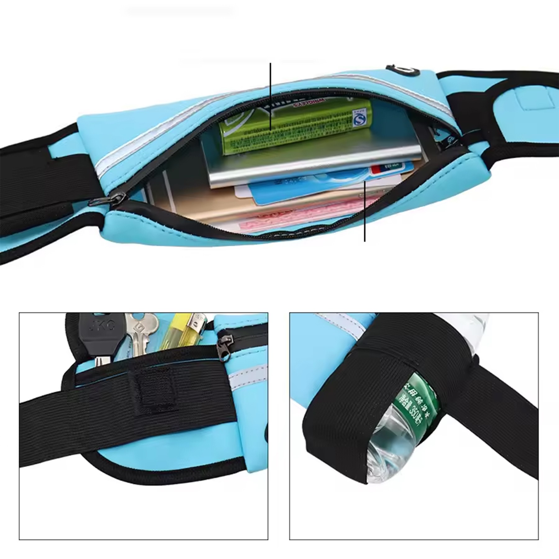 Unisex Sports Reflective Fanny Pack Running Belt Waist Bag 3