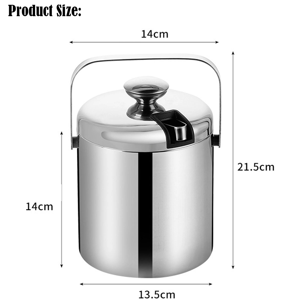 Stainless Steel Double Wall Ice Bucket with Lid and Tongs 6
