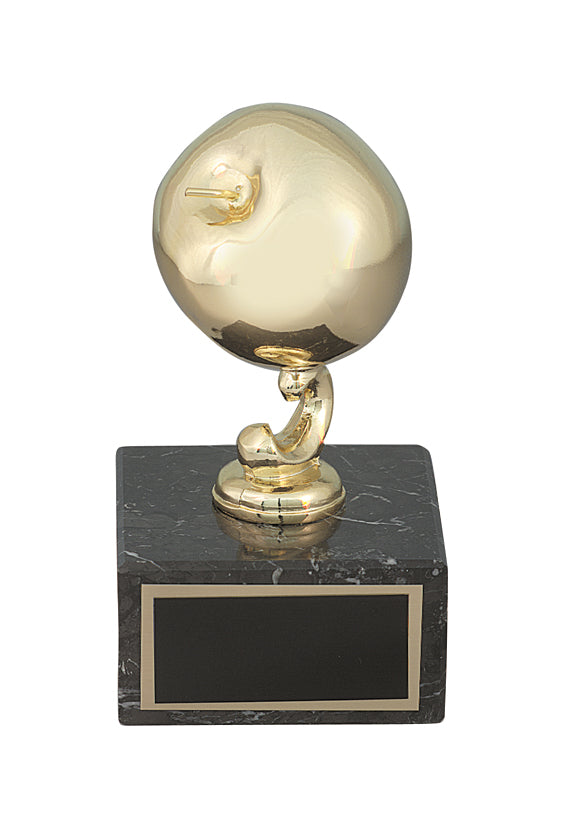 Gold Metal Apple on Marble Base 2