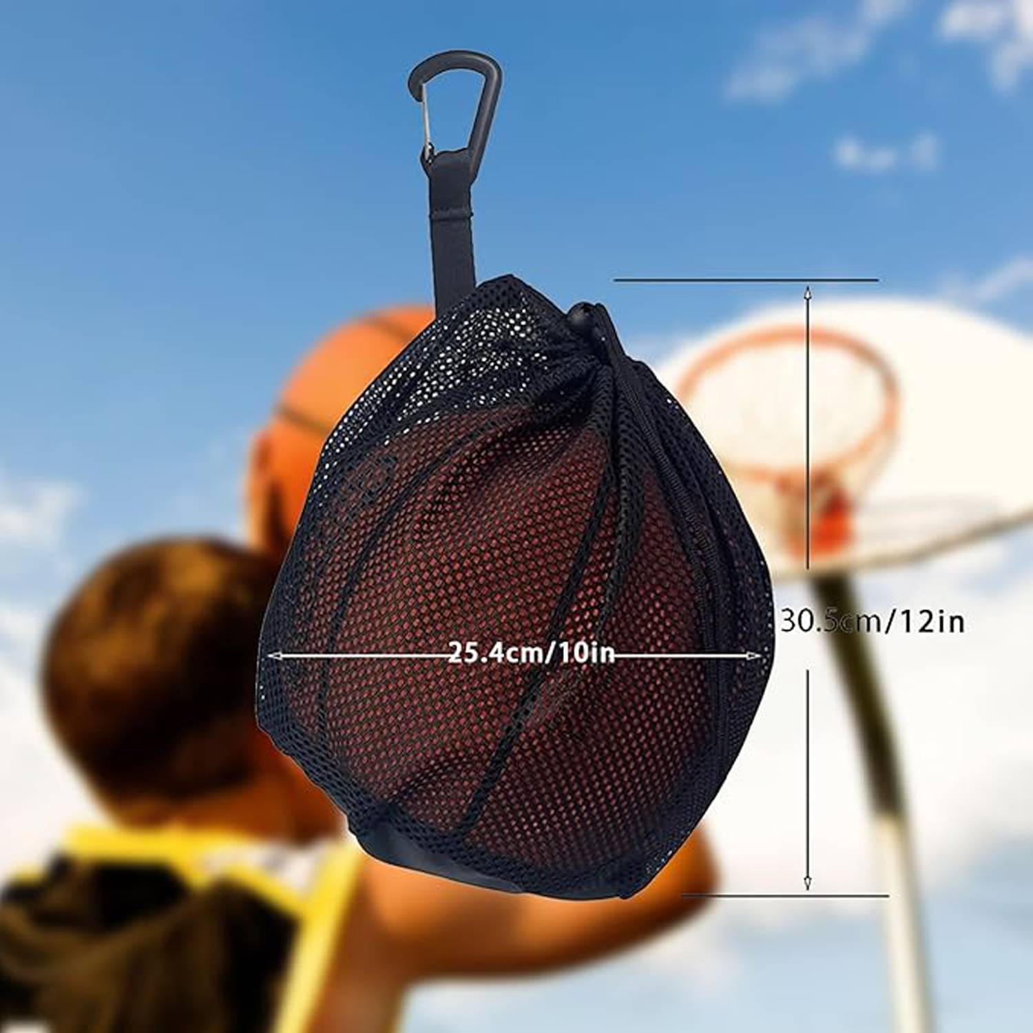 Mesh Sport Carry Bag with Pocket & Carabiner Clip 7