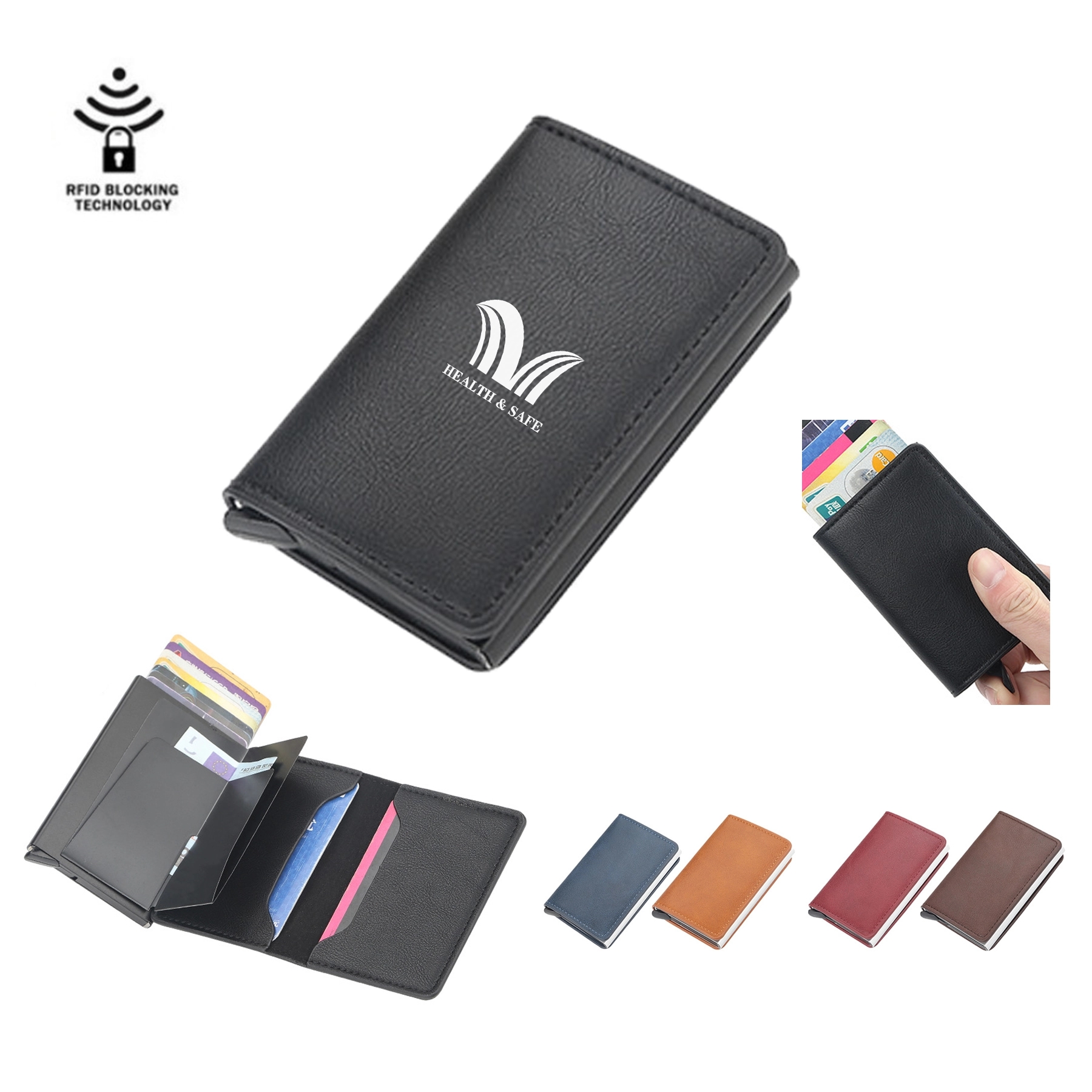 RFID Slim Wallet Pop-up Credit Card Holder With Money Clip 2