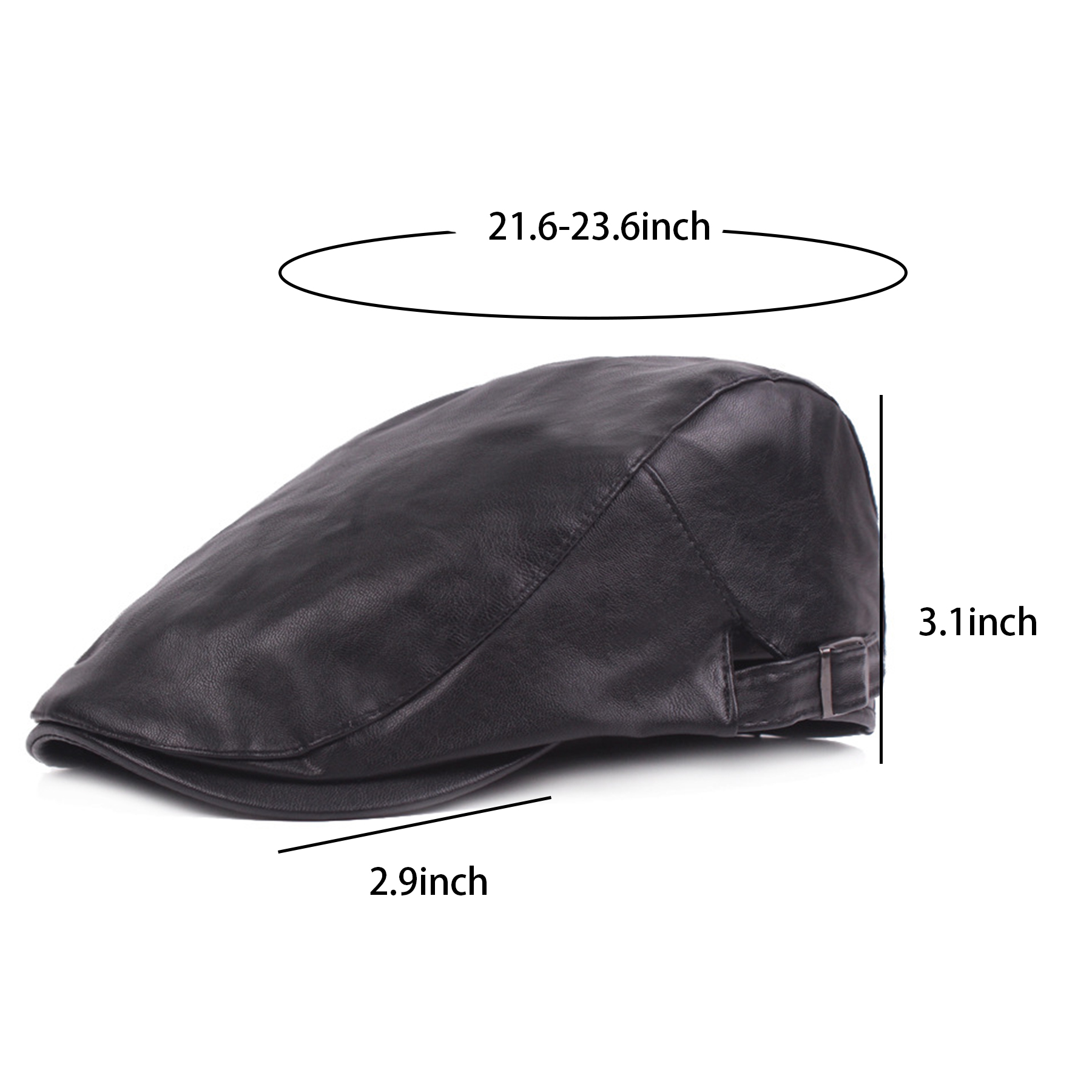 PU Leather Fashion Beret Hat Flat Cap 4