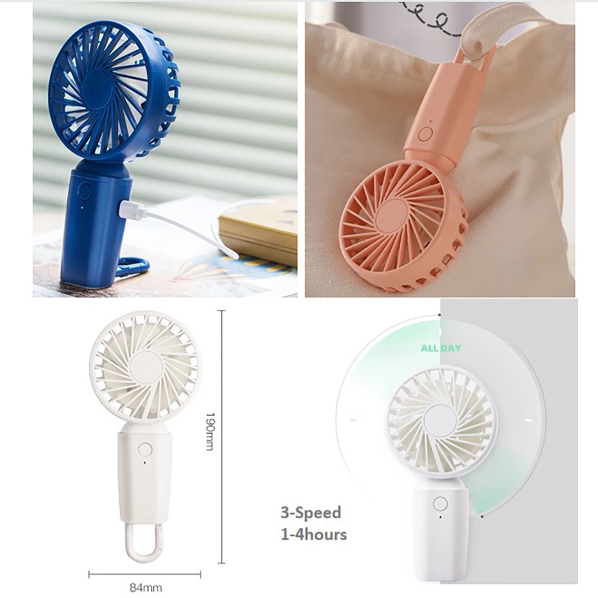 Mini Handheld USB Fan With Carabiner 3