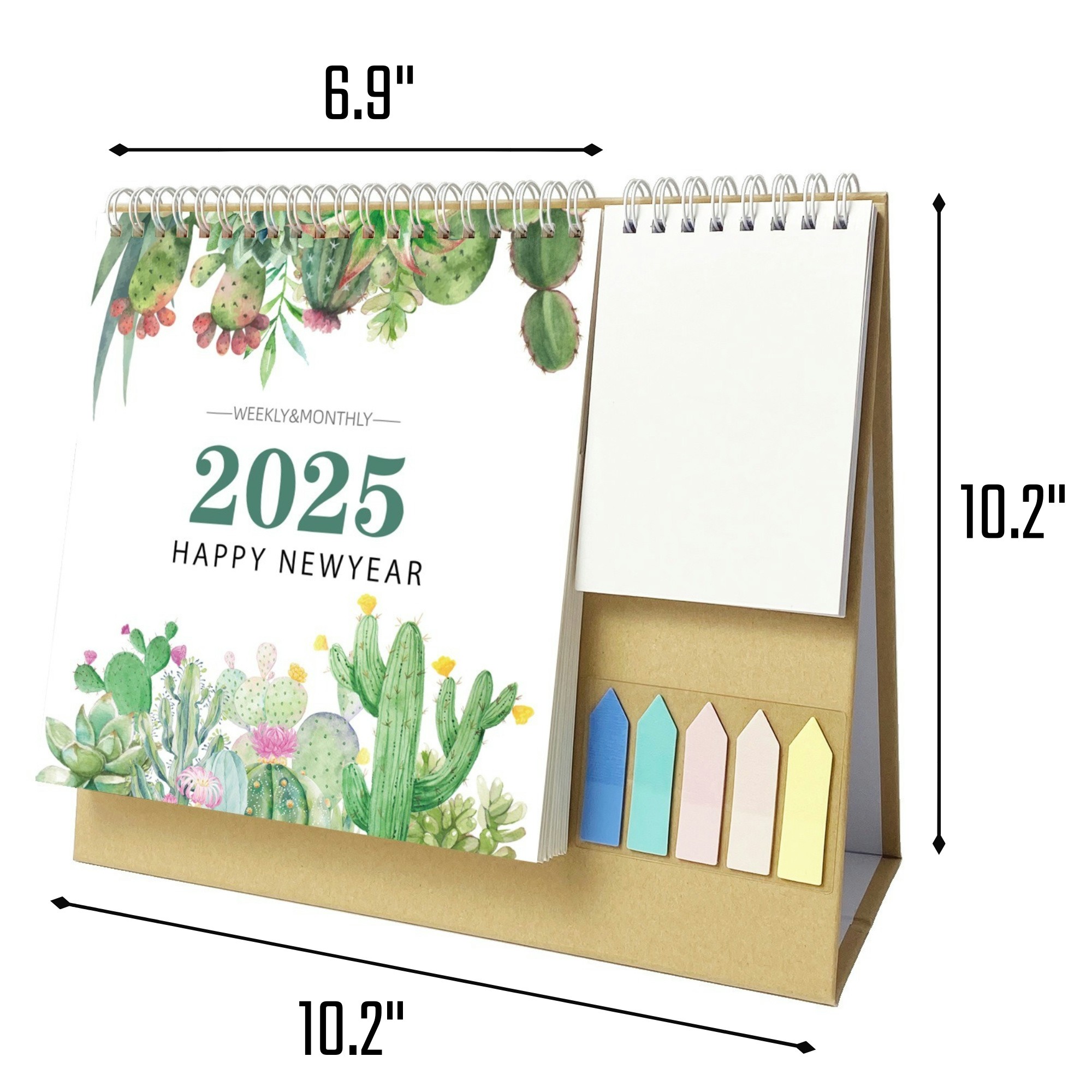 18 Months 10.2"*10.2" Cactus Desk Calendar From Jan 2025 To June 2026 3