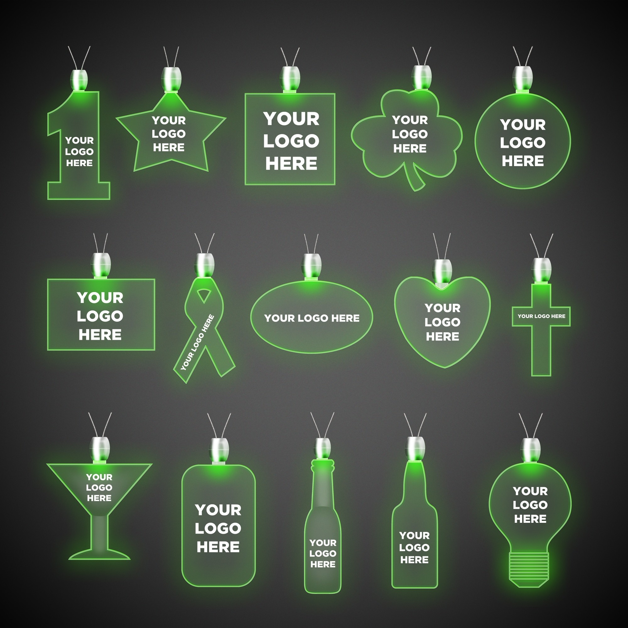 Rectangle Green Light-Up Acrylic Pendant Necklace 2