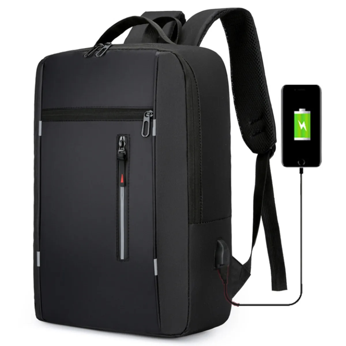 17" Large Slim Laptop Backpack Travel Bag w/ USB Charge Port 5
