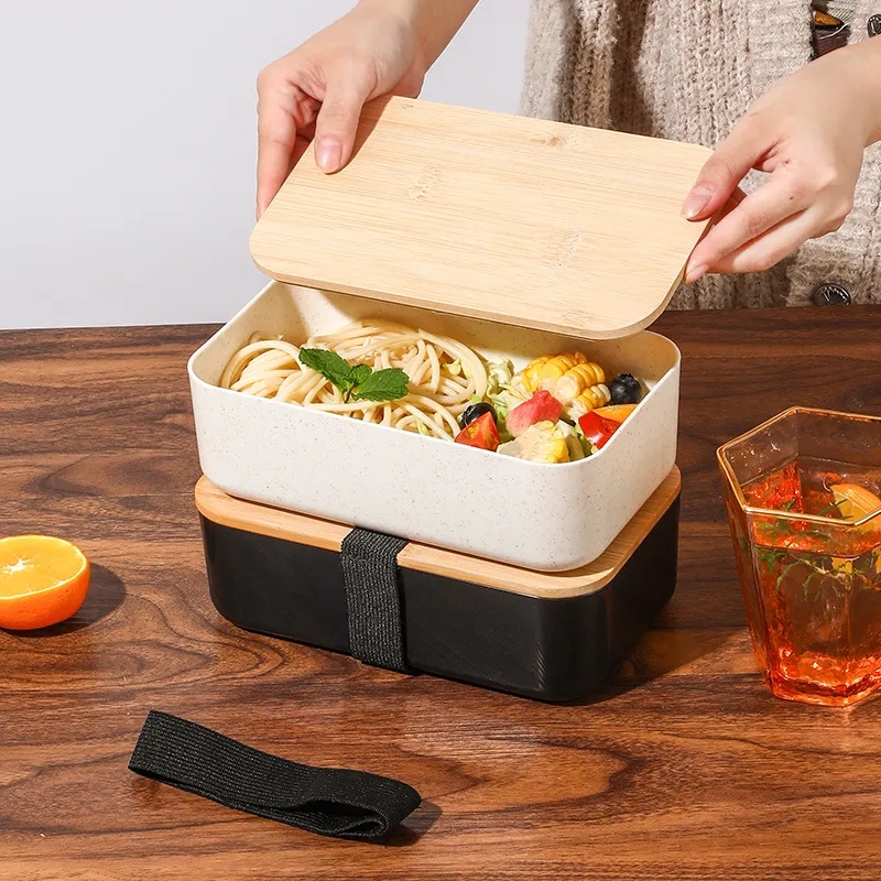 Wheat Straw Bento Lunch Box With Tableware Set 6