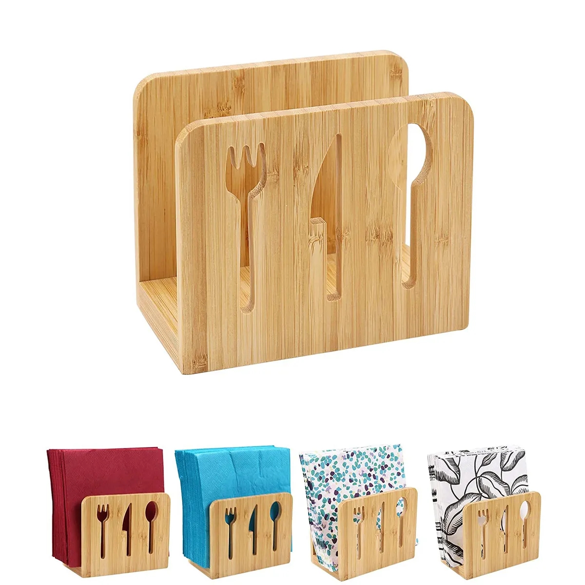Wooden Knife And Fork Napkin Tissue Holder 2