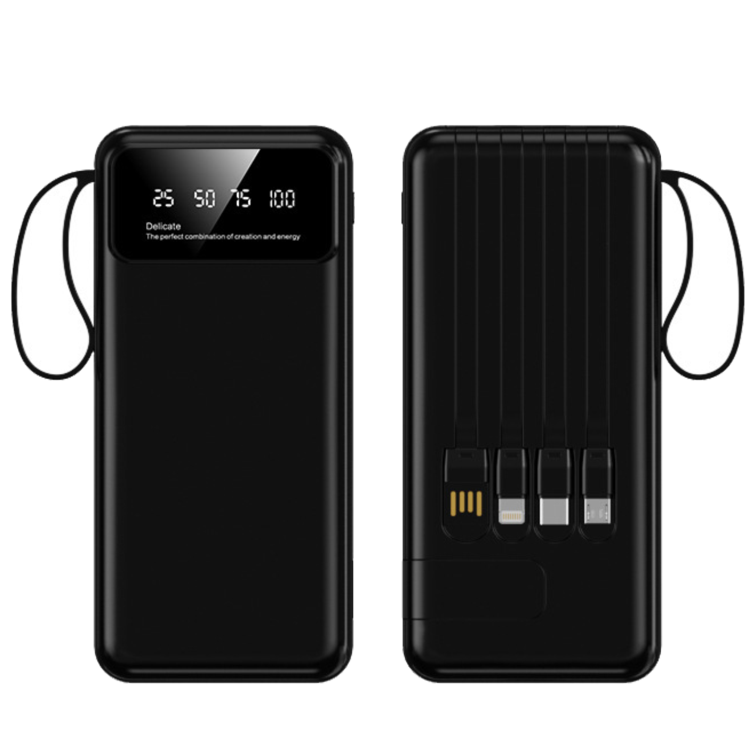 10000mAh Portable Power Bank w/ 4 Built in Cables 5