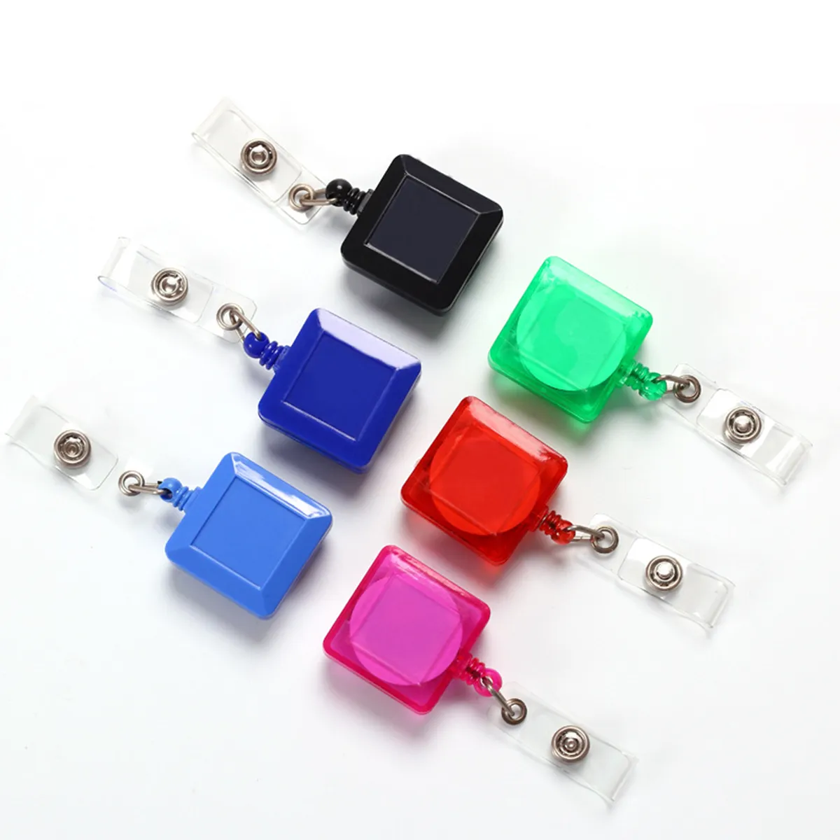 Retractable Square Badge Reel With Clip Holder 1