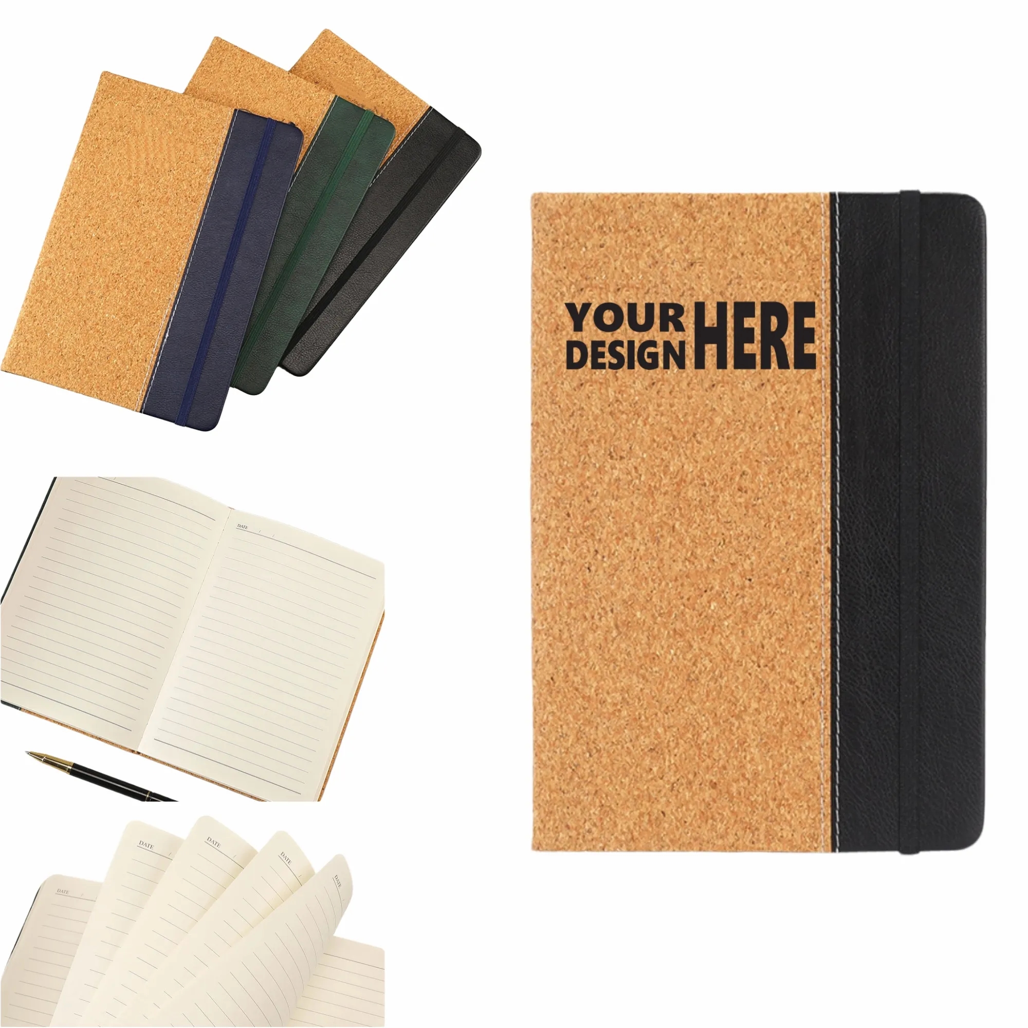 Cork Banded Creative Splicing Business Notepad With Custom L