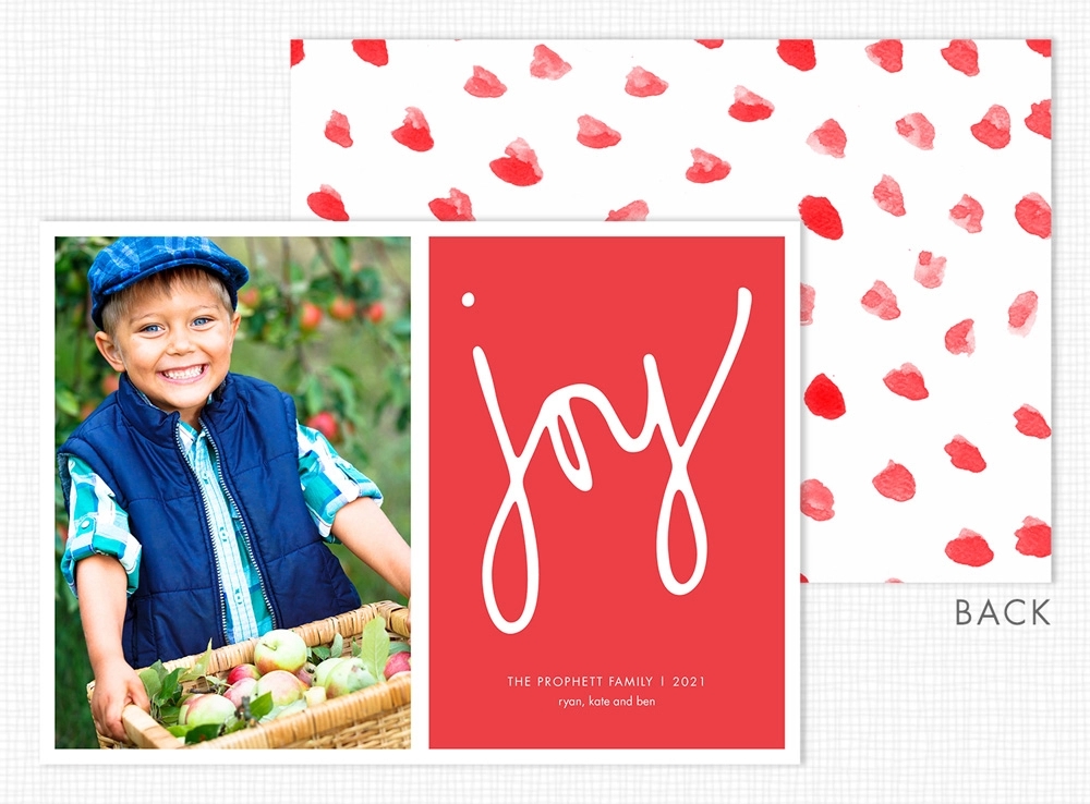 Joy on Red Flat Photo Holiday Card 2