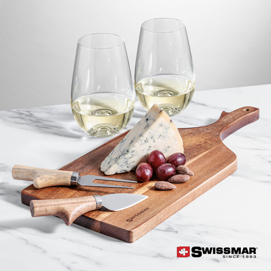 Swissmar® Paddle Board & 2 Boston Stemless Wine 3
