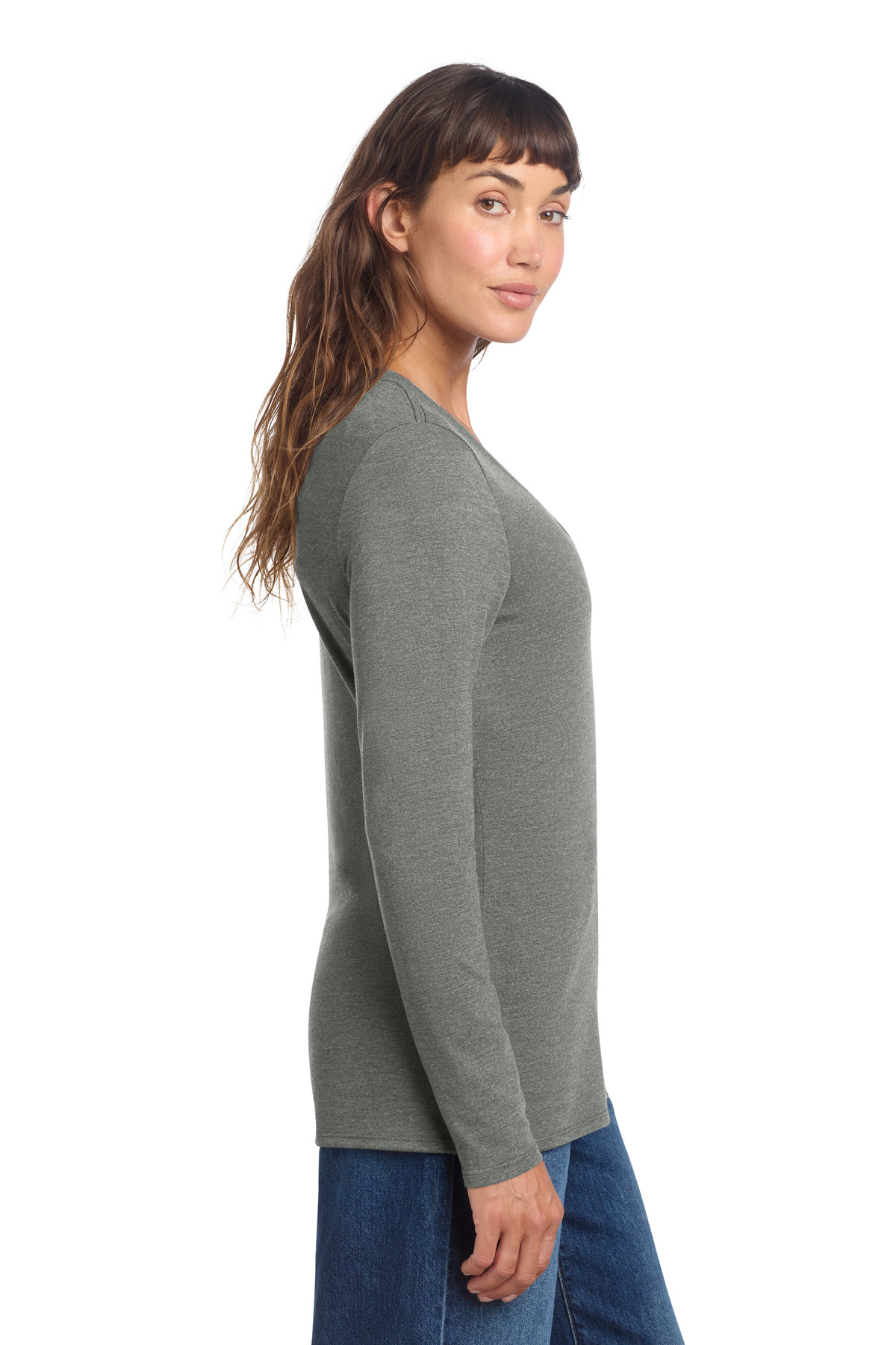 District Women's Perfect Tri Long Sleeve V-Neck Tee DT135 46