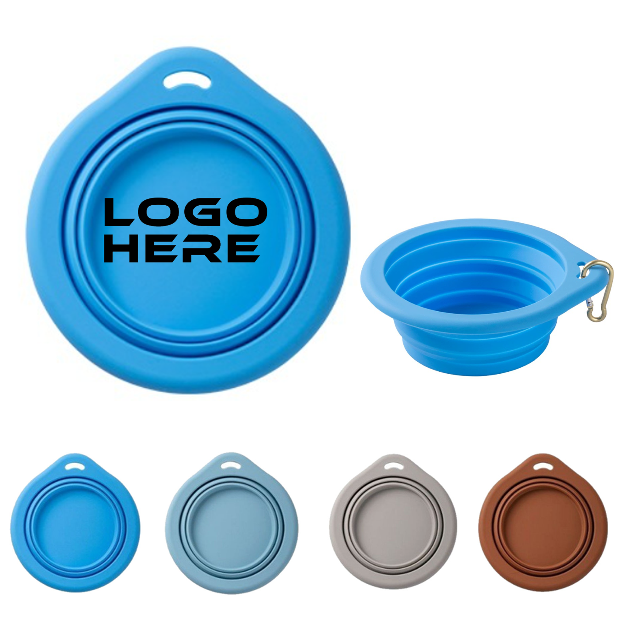 Custom Collapsible Silicone Folding Dog Bowl with Carabiner 4