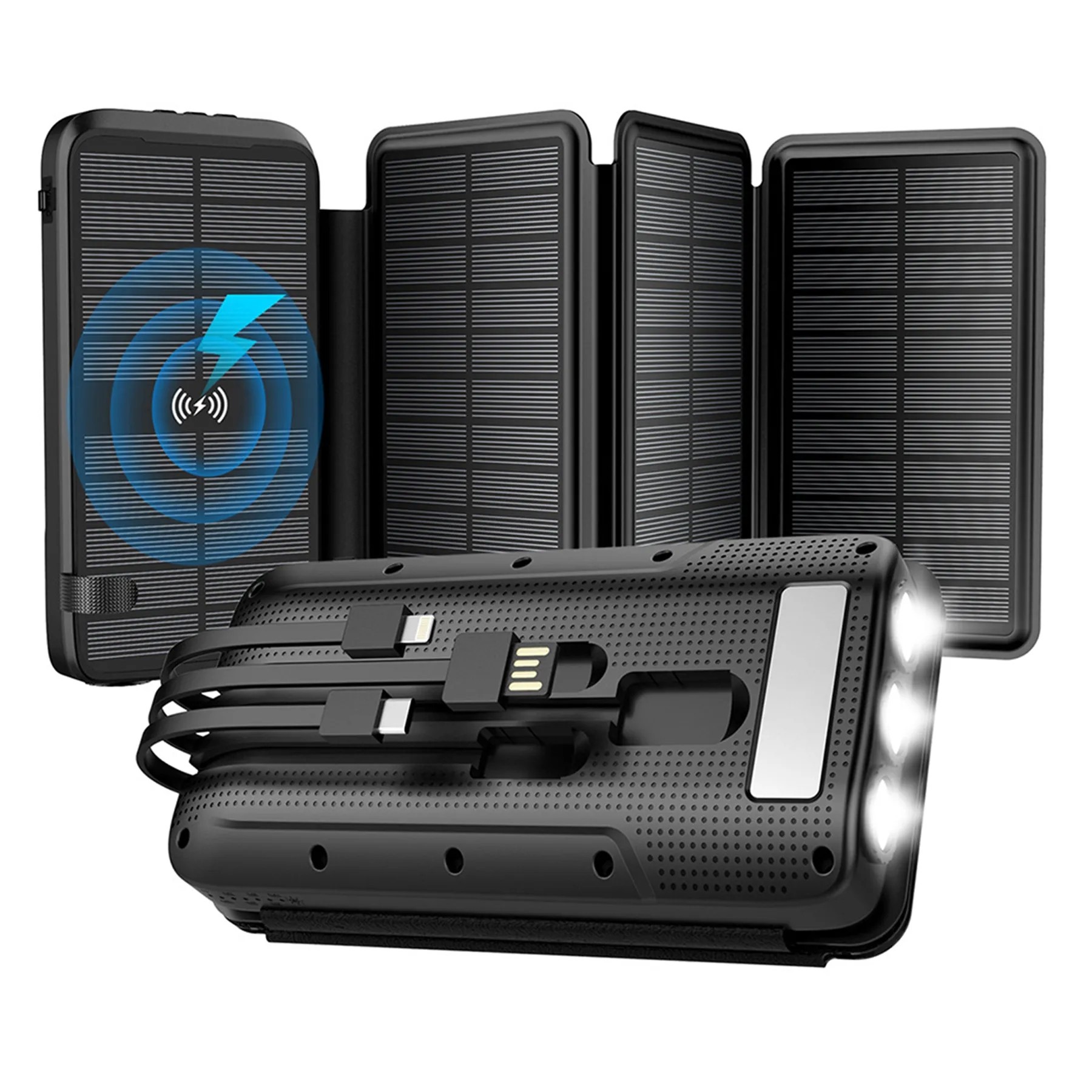 16000Mah Wireless Charging Solar Power Bank Flashlight 3