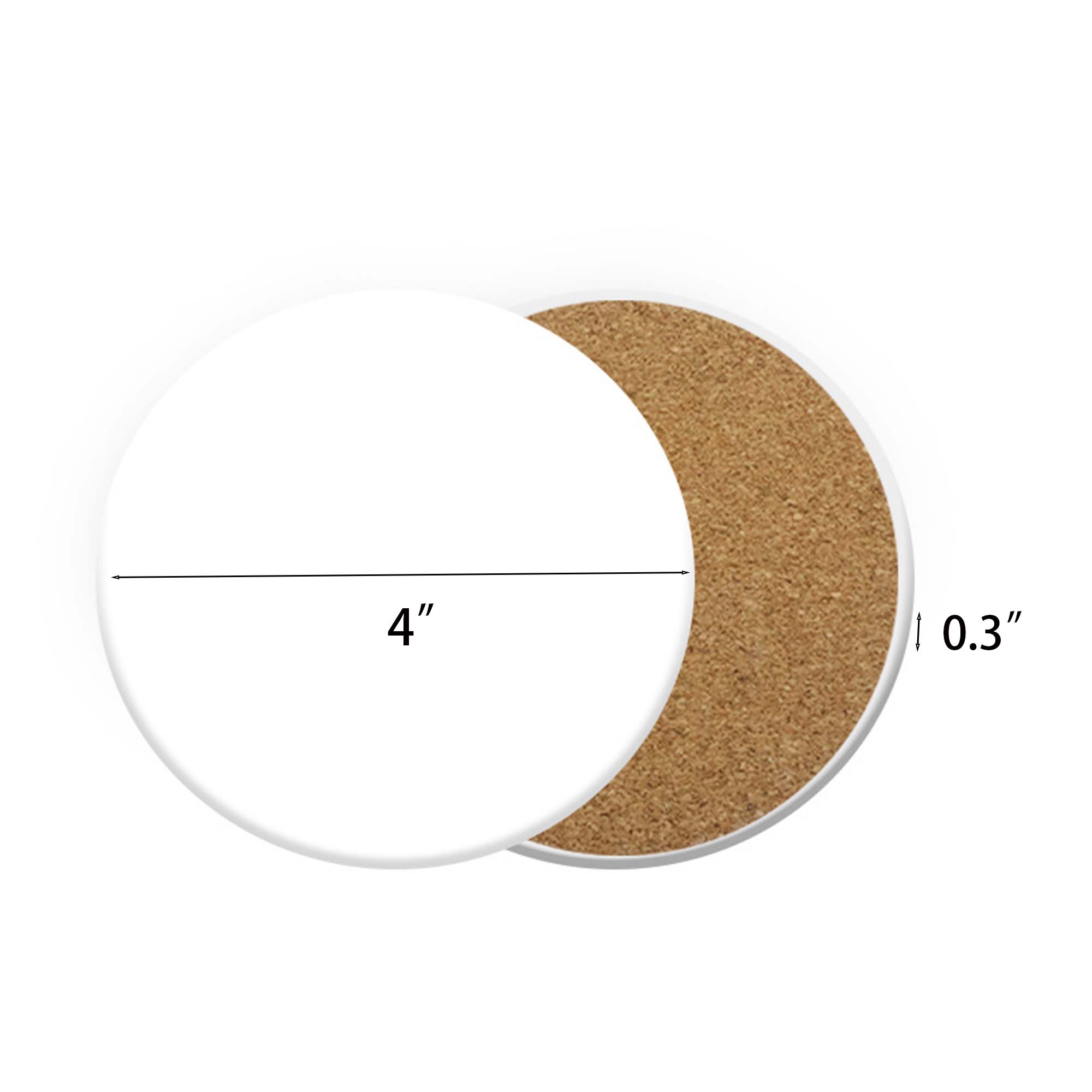 Round Ceramic Cork Absorbent Coaster 4