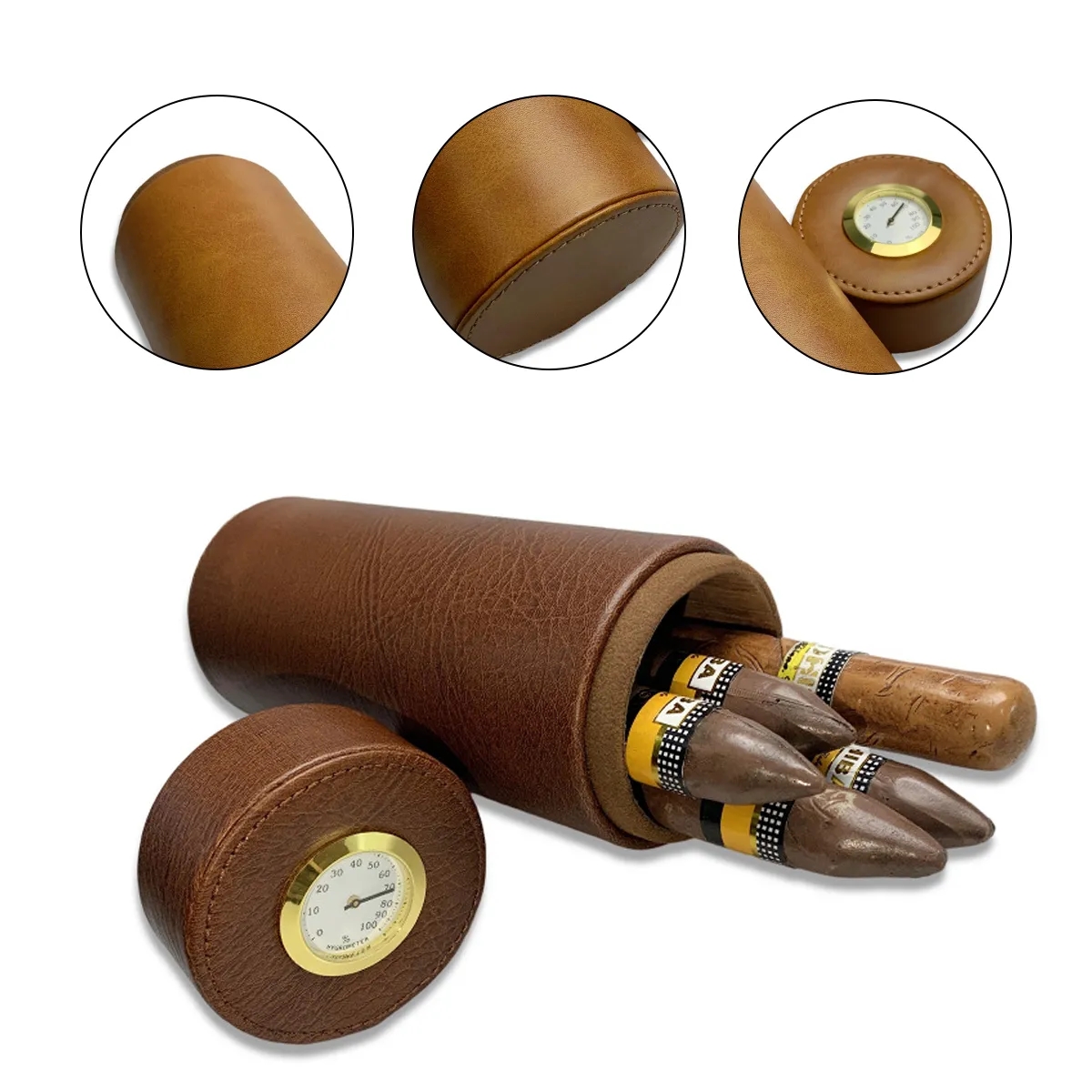 Travel Cedar Cigar Humidor Tube With Hygrometer 1