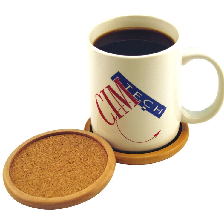 Round Wood Coaster with Cork Inlay 8