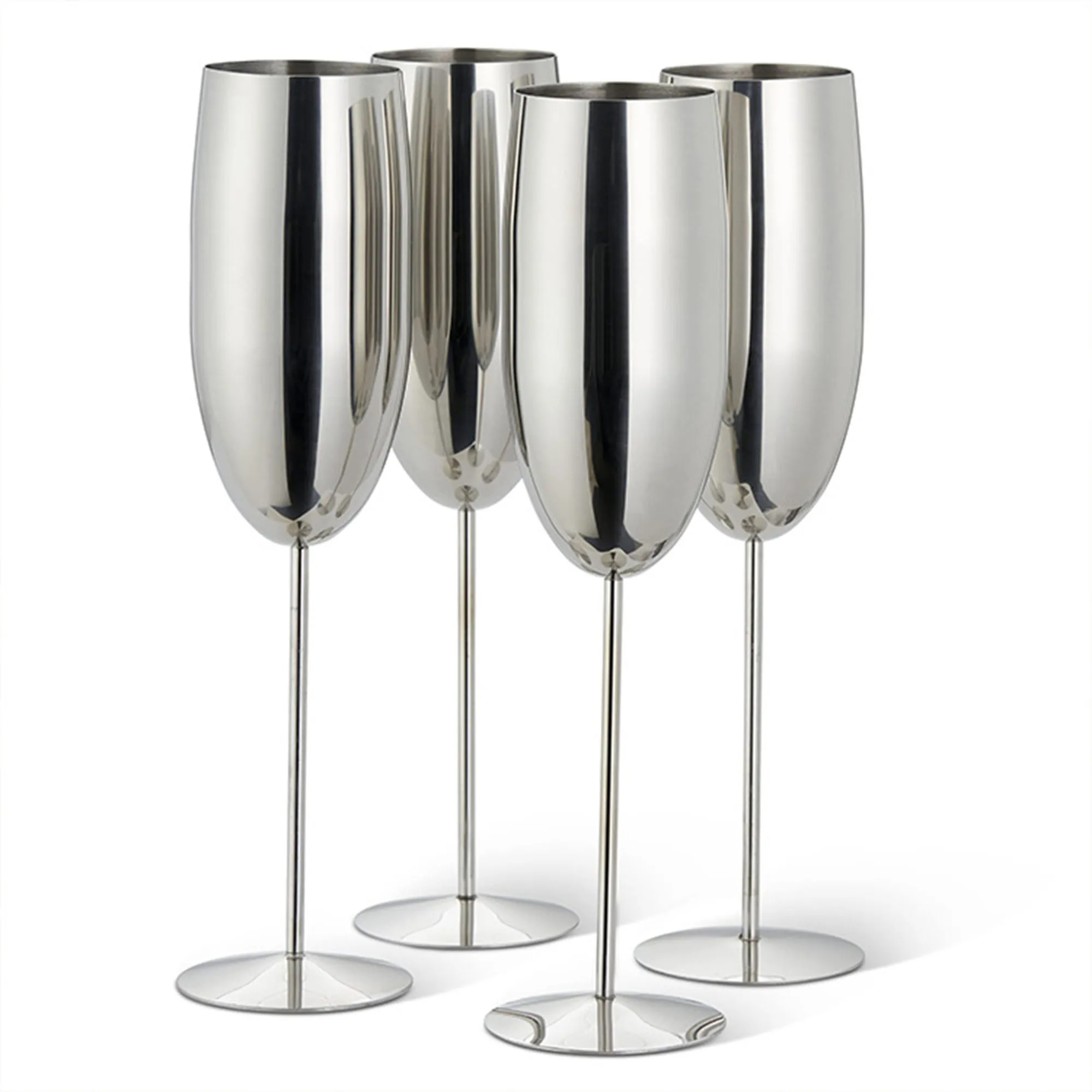 8OZ Stainless Steel Champagne Glasses Metal Stemmed Flutes 2