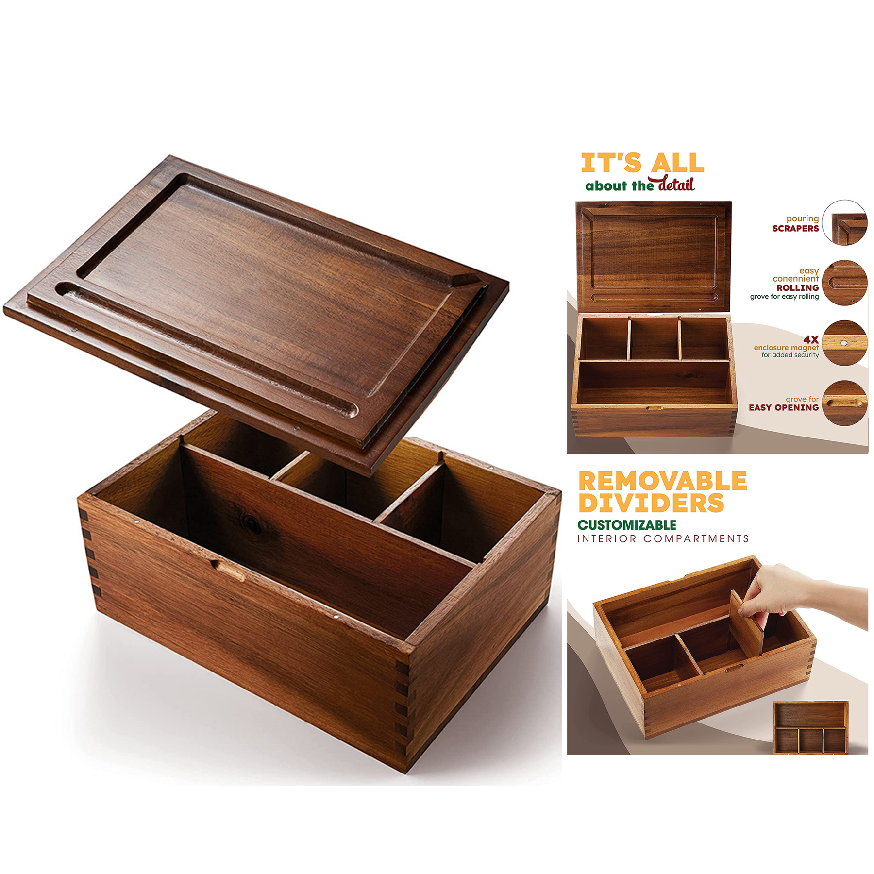 11 x 8 x 4 Keepsage Storage Box with Rolling Tray 1