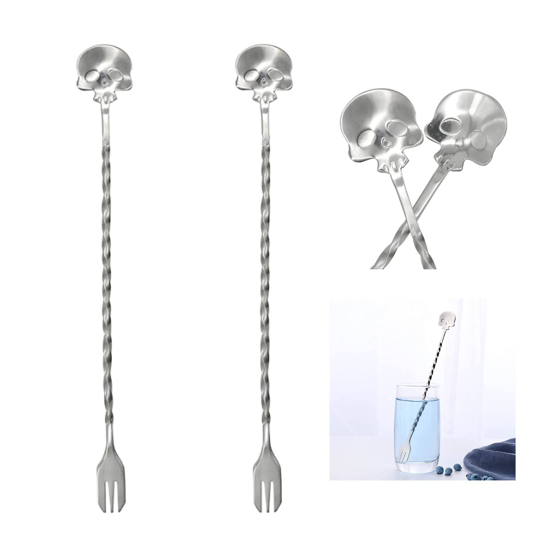 Skull Shaped Long Handle Bar Fork 4