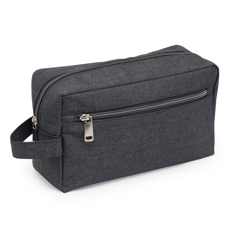 Heathered Dual Zipper Polyester Toiletry Bag 3