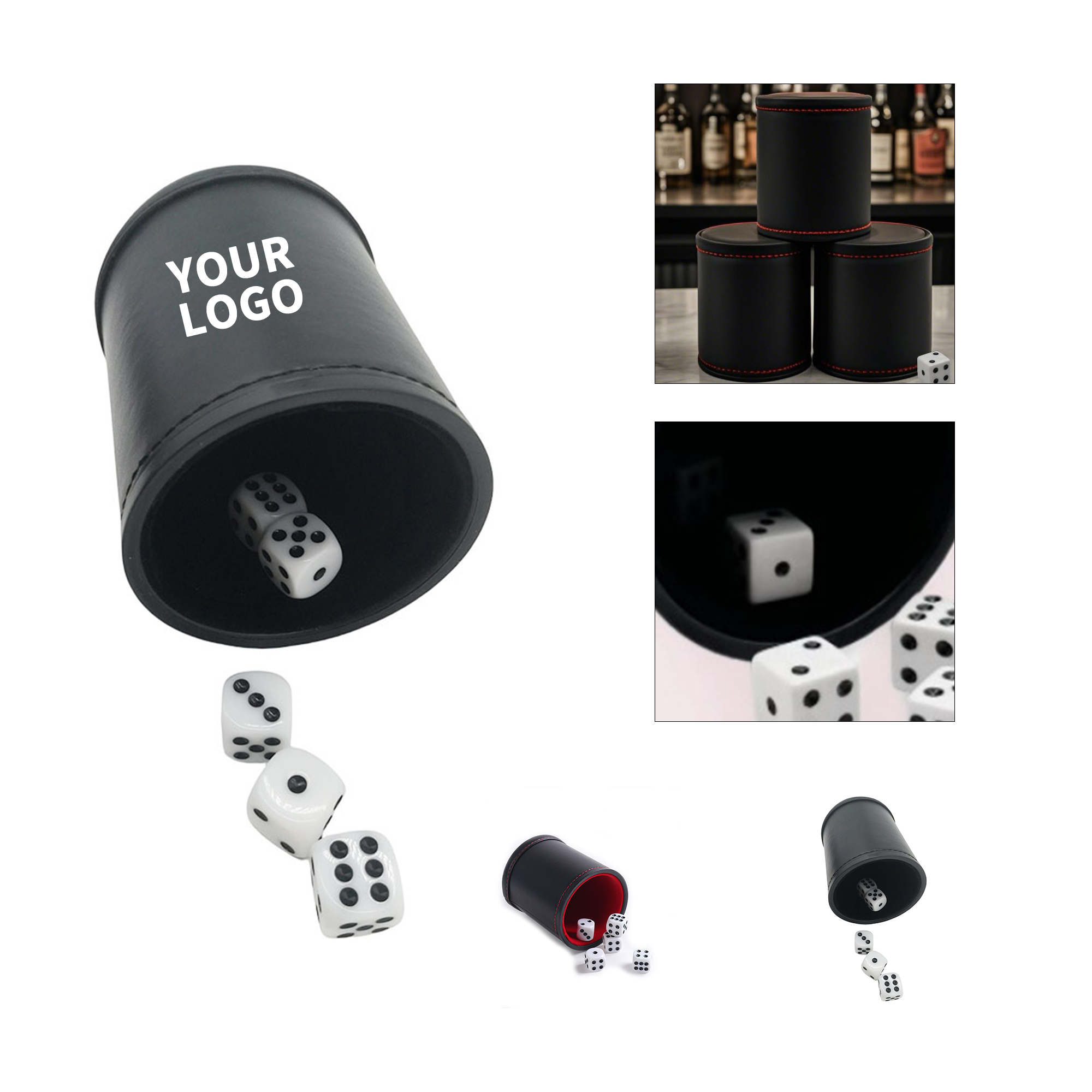 PU Leather Dice Shaker Cup 3.15" x 3.94" x 3.55" 6