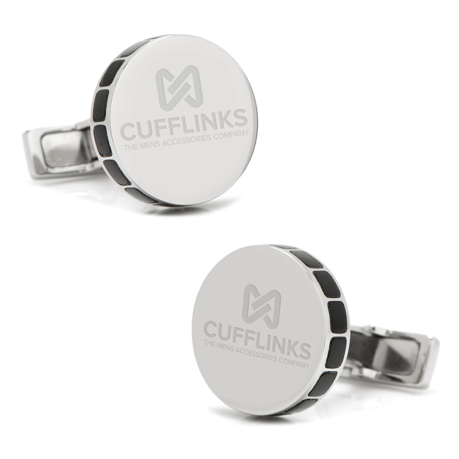 Stainless Steel Onyx Mosaic Engravable Cufflinks