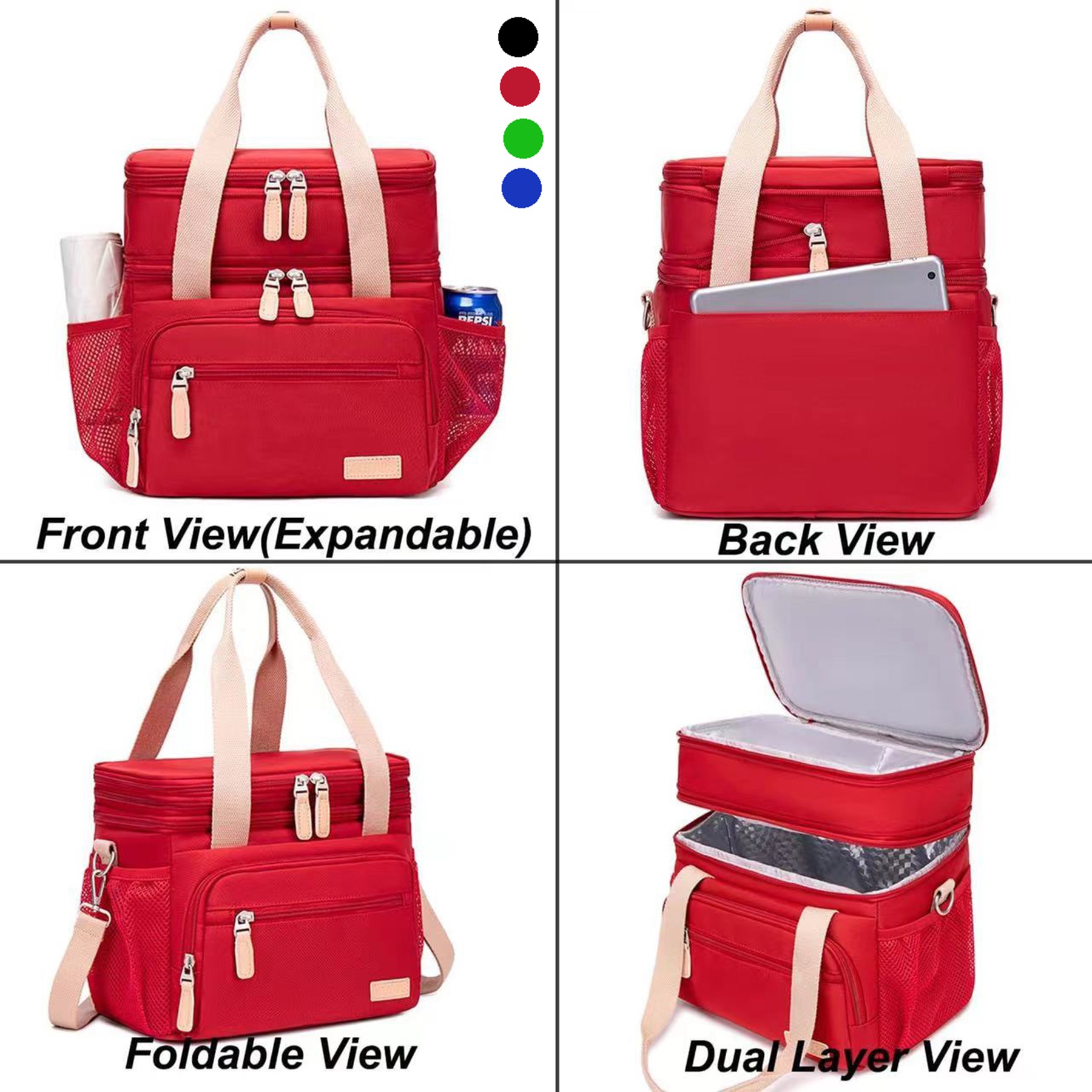 Waterproof Reusable Large Dual Compartment Lunch Box